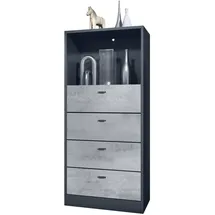 Vladon Pino V3 56 x 125 x 36 cm Anthrazit matt / Beton Oxid Optik