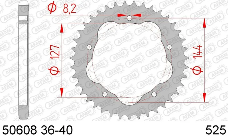 AFAM Stahl-Standard-Kettenrad 50608 - 525 - Erfordert einen Kettenradträger