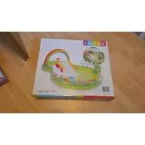 XXL Kinderpool Planschbecken Spiel Center mit Rutsche und Sprüher 2,9x1,8x1,04m