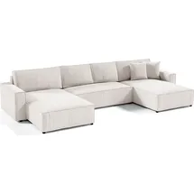 petits-meubles U-sofa 5-sitzig umbaubar Truhe Isaac Cord Blanc Cassé