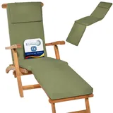 Beautissu Luxus Deckchair Auflage Sonnenliege 175x45x5cm LoftLux DC – Bezug Abnehmbar – Polsterauflage für Liegestuhl Auflage Gartenliege Polster – Liegenauflage Gartenmöbel Kissen Olivgrün