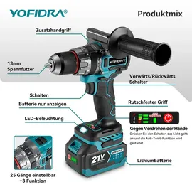 sundpeypro Akkuschrauber mit Schlagbohrfunktion inkl. 2 x 4,0 Ah + 35-tlg Zubehör