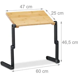 Relaxdays Laptop Ständer Bambus Aluminium, 15 Zoll Laptoptisch, Betttisch höhenverstellbar, HBT 47,5 x 60 x 26 cm, natur