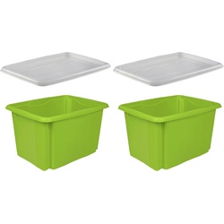 keeeper Stapelbox emil (Set, 2 Stück), mit Deckel, 44,5 x 34,5 x 27 cm, 30 Liter, 2er Set grün