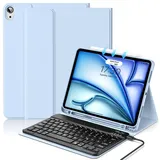 aoub Hülle mit Tastatur für iPad Air 11 Zoll M2, Kompatibel mit iPad Air 6./ 5./ 4. Generation 2024/2022/2020, Tastatur mit Hülle für iPad Air 10,9 Zoll, QWERTZ Layout, Blau