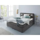 INOSIGN Boxbett »Luan«, Schubkästen, LED-Beleuchtung und Topper, in Breite 120 cm und 180 cm, grau