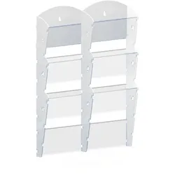 Wand-Plastikhalter für Prospekte - 2x3 A4, weiß