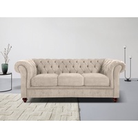 Home Affaire Chesterfield-Sofa »Chesterfield 3-Sitzer B/T/H: 198/89/74 cm«, mit hochwertiger Knopfheftung, auch in Leder beige