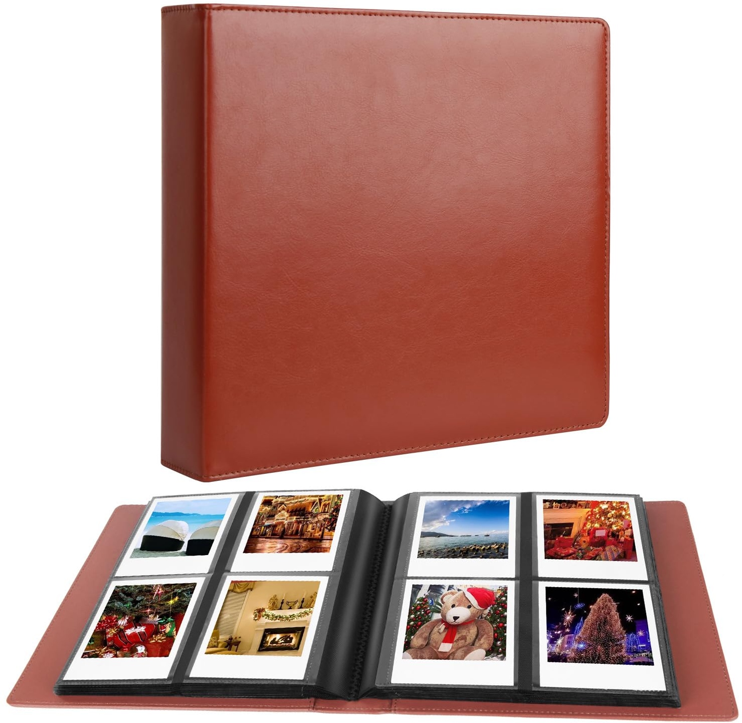 192 Taschen Fotoalbum für Fujifilm Instax Wide 300, Polaroid OneStep/Polaroid POP/Polaroid Originals 600/Polaroid SX70 Kamera 3.5x4.5 Zoll Foto, i-Type Film Album (Braun)