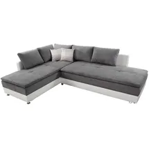 luma-home Federkern Ecksofa Doppelbett Dauerschläfer Bettkasten, Couch in Hell-Grau / Couches, Wohnlandschaften, Ecksofas