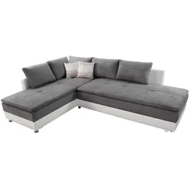luma-home Federkern Ecksofa Doppelbett Dauerschläfer Bettkasten, Couch in Hell-Grau / Couches, Wohnlandschaften, Ecksofas