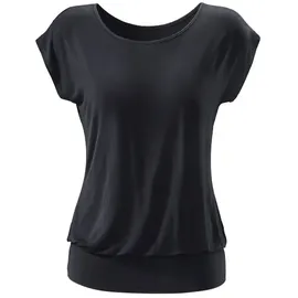 LASCANA Longshirt "mit breitem Bund", Damen, Gr. 32/34, grau (taupe, schwarz), Obermaterial: 95% Viskose (LENZINGTM ECOVEROTM), 5% Elasthan, unifarben, bequem lang, Rundhals, Shirts Longshirt, aus weichem Viskose-Stretch, Topseller