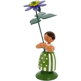 Seiffener Volkskunst Jan Legler | Wiesenblumenmädchen Blumenkinder | Handwerkskunst aus dem Erzgebirge | Holzfigur Frühlingsdeko | 12 cm | mit Leberblume