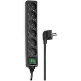 Hama Steckdosenleiste 6-Fach (Mehrfachsteckdose 1,4m, inkl. Schalter, erhöhter Berührungsschutz, Steckplätze um 45 Grad gedreht, Steckerleiste GS geprüft) schwarz 121914