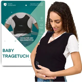 Koala Babycare Tragetuch Baby Neugeborene - Einfach Anzuziehen für Mütter und Väter - Babytrage Multi-Use Bis 9kg - Babytragetuch Schwarz