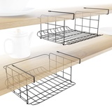 KD Essentials 2× Unterregal und Aufbewahrungskorb, Gitter-Design – Allround-Organizer & praktischer Hängekorb für Küche & Vorrats-Schrank (hygienisch zu reinigen) oder Büro, aus Metall für Regalböden