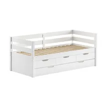 58 aufm Kessel KOJENBETT Kelda 90x200 mit Bettschublade Kiefer Massivholz Weiß | Gr.: onesize