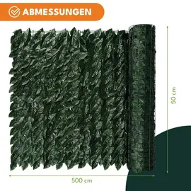 krumad Sichtschutzhecke 500 x 50 cm Dunkelgrün Kunststoff 2 St.