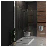 Alpenberger Eckdusche U-Form Duschkabine - Komplettdusche 3 Seitig Duschabtrennung, BxT: 120x80 cm, ESG Sicherheitsglas, Duschglas mit Antikalk Nano Beschichtung weiß 120 cm x 195 cm x 80 cm