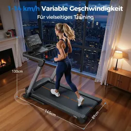 YoSuDa Laufband 1–14 km/h schwarz