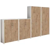 moebel-dich-auf Aktenschrank OFFICE EDITION (Set 54, 2x Aktenschrank niedrig + 2x Aktenschrank hoch) abschließbar, Metallgriffe weiß