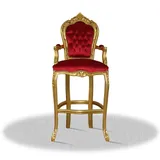 Casa Padrino Barock Hochstuhl Barstuhl Gold Rot 55 x 50 x H. 140 cm - Limited Edition