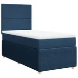 vidaXL Boxspringbett mit Matratze Blau 100x200 cm Stoff