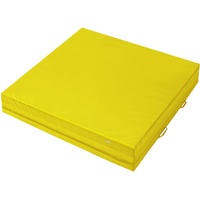 ALPIDEX Mini Weichbodenmatte Matte Turnmatte Fallschutz 100 x 100 x 25 cm mit Tragegriffen und Anti-Rutschboden, Farbe:gelb