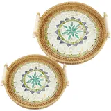 Joyeee Weidenkörbe zur Dekoration, rund, klein, Weidenkörbe mit Griffen zur Aufbewahrung, Snacks, Obst, Gemüse, natürliches Set für Zuhause, Party, tägliches Abendessen, Picknick, Küche, Restaurant