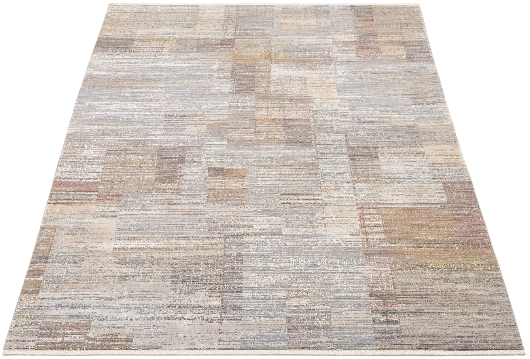 Teppich OCI DIE TEPPICHMARKE "FARBEN CITY", beige (natur), B:65cm L:130cm, Polyester, Teppiche, Klassisches Muster, eingefasst, in 3-D-Optik