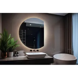 Tulup Led, Blaugrau, Glas, 63x70x0.4 cm Spiegel, Wandspiegel