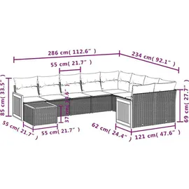 vidaXL Gartensofa-Set 10-tlg. grau