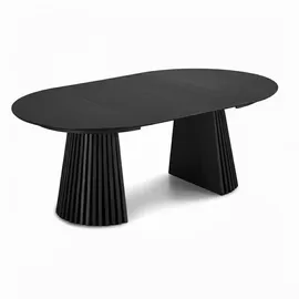 VCM ebuy24 Esstisch inkl. 2 Zusatzplatten ø120x120-160-200cm Eiche Furnier. - Schwarz