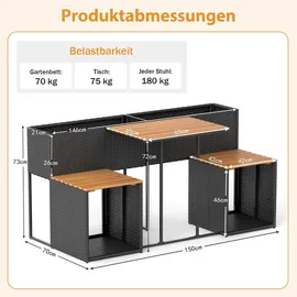 Costway Gartenmöbel Set 2-tlg. Schwarz