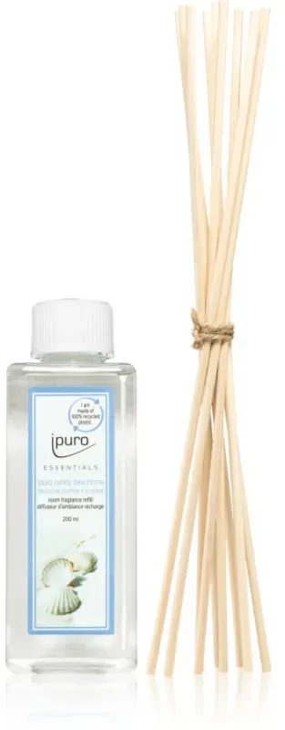 ipuro Essentials Sunny Beachtime Ersatzfüllung Aroma Diffuser + Ersatzstäbchen für Aromazerstäuber 200 ml