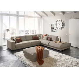 Candy Ecksofa 3C CANDY "Enisa II, bequem und komfortabel, großes Familiensofa, L-Form", beige (sand), B:365cm H:86cm T:322cm, 100% Polyester, Sofas, Ecksofa, incl. 3 Flatterkissen, wahlweise mit Flecken-Schutz-Bezug Easy care