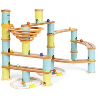 boppi Murmelbahn umweltfreundlich 89 Stück Holz Bambus-Labyrinth für Kinder mit 16 Murmeln - Konstruktion STEM Spielzeug für Jungen und Mädchen ab 3 Jahren - Erweitertes Paket