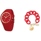 Ice Glam Colour - Red - Small - 3H + Jewellery - Chain Bracelet - Red Passion - Gold