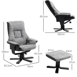 Homcom Relaxsessel Mikrofaser 78 x 109 x 82,5 cm Grau mit Hocker