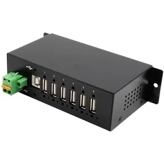Exsys EX-1596HMVS - Managed 6-Port USB 2.0 Metall HUB, mit Überspannungsschutz