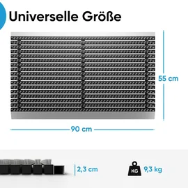 Björn&Schiller Fußmatte außen alu mit Bürsten grau, Schmutzfangmatte 55 x 90 cm, Fußmatte Aussenbereich