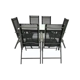 Möbel Kraft Gartenmöbel Set 7-tlg. Schwarz