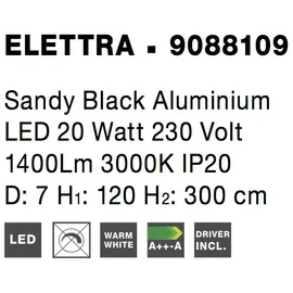 Nova Luce Elettra 1-flg. 300 cm schwarz