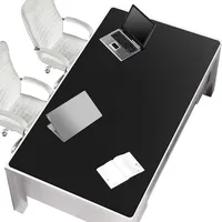 Mydours PU Leder Schreibtischunterlage, 180x90cm Große Tischmatte für Meetings, Doppelseitige wasserdichte Mausmatte und Schreibtisch-Zubehör (Schwarz)