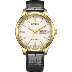 Automatikuhr CITIZEN, schwarz, cremefarben, Armbanduhren, Herren, Armbanduhr, Herrenuhr, Mechanische Uhr, Edelstahlarmband, analog, Tag