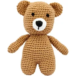 Handgestrickter Bär gehäkelt aus Baumwolle Spielzeug 15 cm