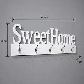 Sconto Wandgarderobe Sweet Home 74 x 28 x 7 cm Weiß