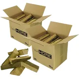 WELLHOME 2er-Set Brennholzkiste 30 kg (2 x 15 kg) aus trockenem Buchenholz für Kamine und Grills. Stöcke mit einer Länge von 30–50 cm
