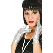 Fiestas Guirca Handschuhe kurz 22 cm Silber