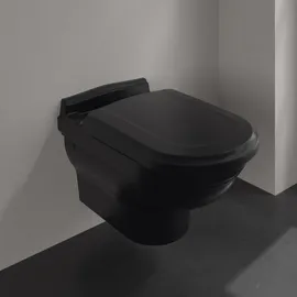 Villeroy & Boch Hommage Wand-Tiefspül-WC mit WC-Sitz Pure Black CeramicPlus
